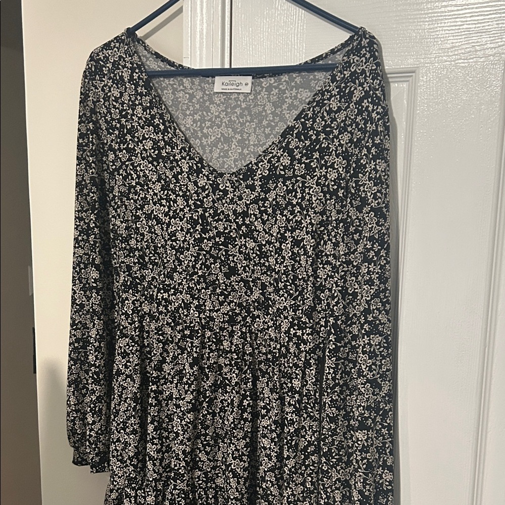 Kaileigh Black and White Floral Mini Dress